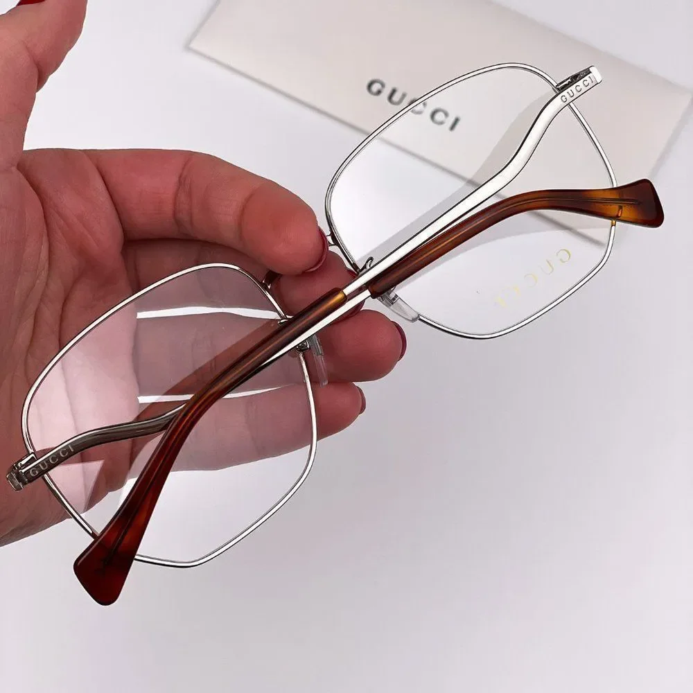🔥 Gucci GG0973O 002 Eyeglasses Silver Metal Women